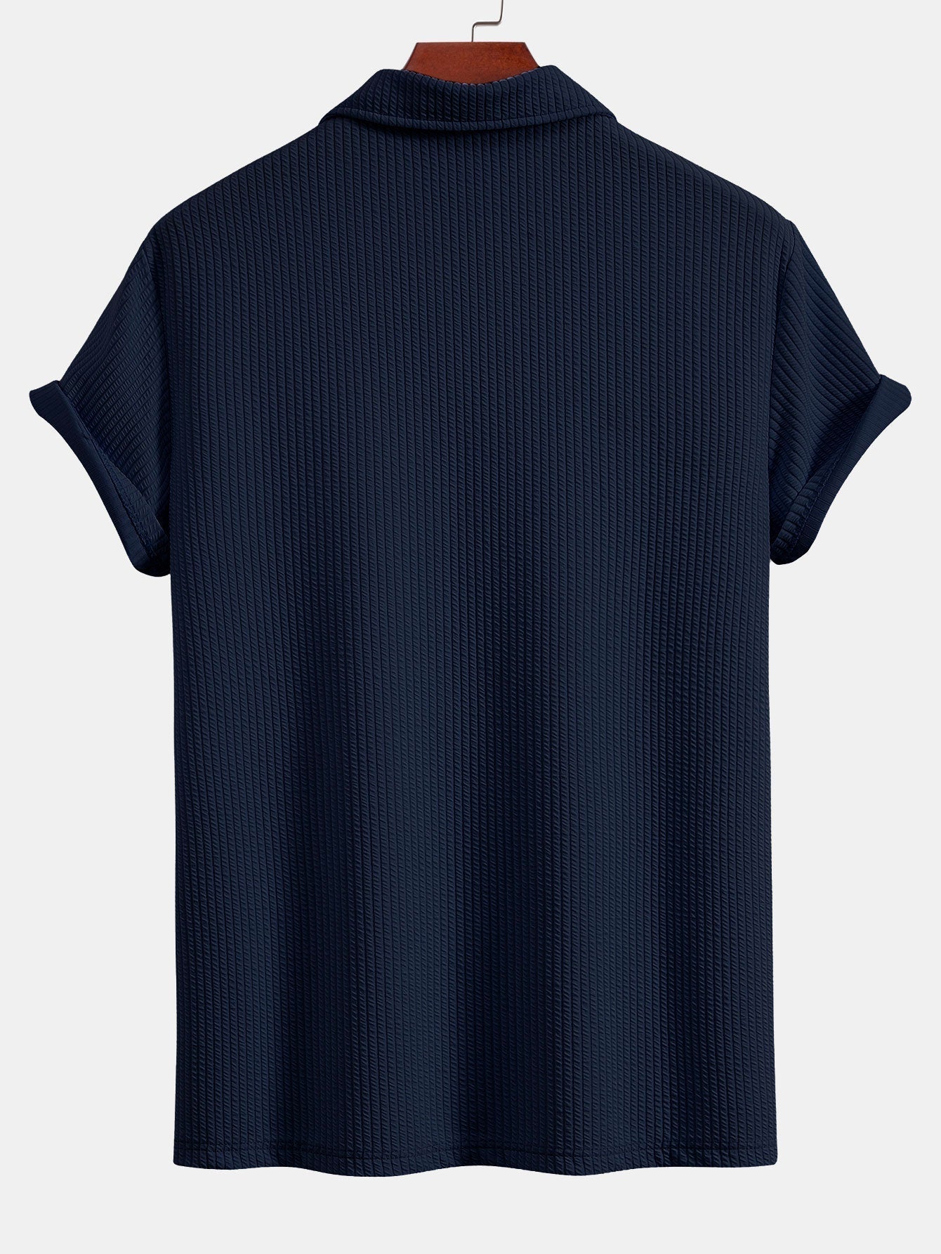 Textured V-Neck Polo & Trousers Set