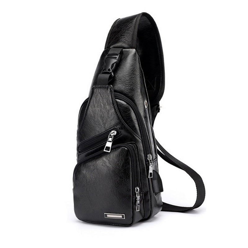 Men's Classic Leather Shoulder Bag - SANVELIER
